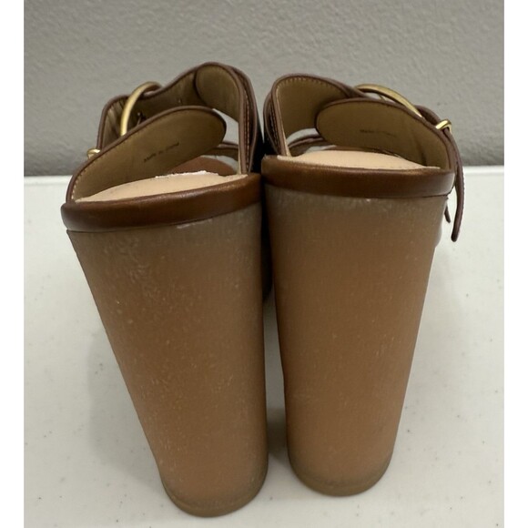 New Veronica Beard Heels Size 7 Garrick Platform Hazelwood Leather Sandals - Picture 5 of 8